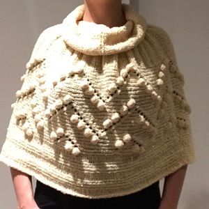 Handmade Ivory Wool Poncho
